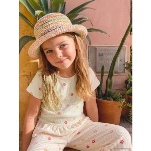 LCW Kids Ekru Çiçekli Kız Çocuk Tişört ve Pantolon