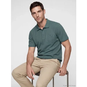 LCWAIKIKI Classic Mavi Polo Yaka Dokulu Erkek Tişört