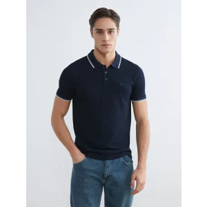 LCWAIKIKI Classic Lacivert Polo Yaka Erkek Dokulu Tişört