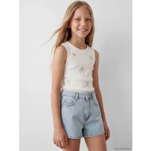 LCW Kids Mavi Taşlı Kız Çocuk Jean Şort