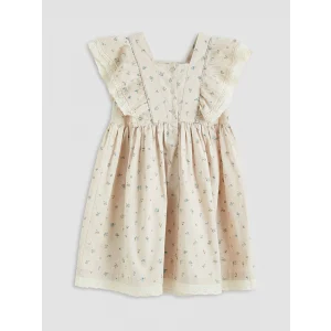 LCW Kids Bej Kız Çocuk Çiçekli Elbise