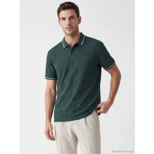 LCWAIKIKI Classic Yeşil Polo Yaka Pike Erkek Tişört