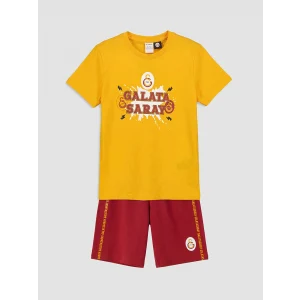 LCW Kids Turuncu Galatasaray Baskılı Erkek Çocuk Şortlu Pijama Takımı