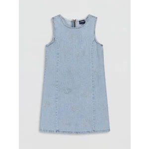 LCW Kids Mavi Taşlı Kız Çocuk Jean Elbise