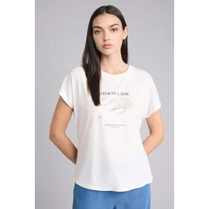 Defacto H7605AXER105 Ekru Regular Fıt Bisiklet Yaka Floral Kısa Kollu Tişört