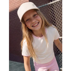 LCW Kids Ekru Bisiklet Yaka Soft Touch Kız Çocuk Tişört