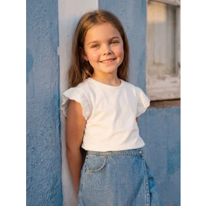 LCW Kids Beyaz Bisiklet Yaka Kız Çocuk Tişört