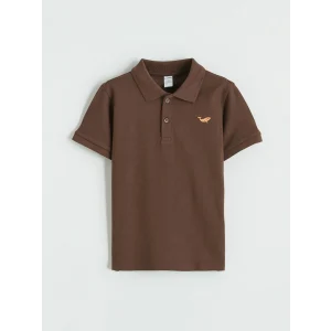 LC WAIKIKI Kahverengi Polo Yaka Nakışlı Erkek Çocuk Tişört