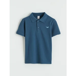 LC WAIKIKI İndigo Polo Yaka Nakışlı Erkek Çocuk Tişört