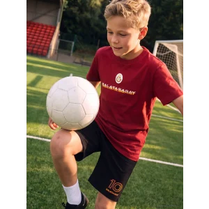 LCW Kids Kırmızı Bisiklet Yaka Galatasaray Baskılı Erkek Çocuk Tişört