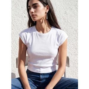 LCW Vision Beyaz Bisiklet Yaka Kadın Crop