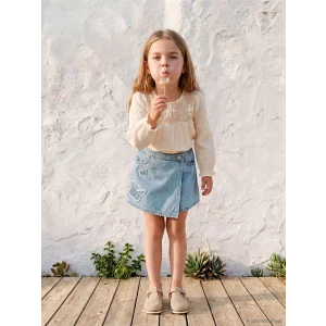 LCW Kids Mavi Nakışlı Kız Çocuk Jean Şort Etek