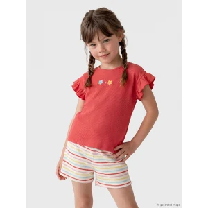 LCW Kids Kırmızı Bisiklet Yaka Nakışlı Kız Çocuk Tişört 2li