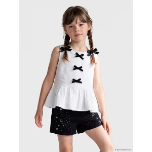 LCW Kids Beyaz Fiyonk Detaylı Fırfırlı Kız Çocuk Gömlek