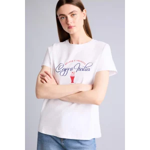 Defacto H8703AXWT34 Beyaz Regular Fıt Bisiklet Yaka Slogan Baskılı Penye Kısa Kollu Tişört
