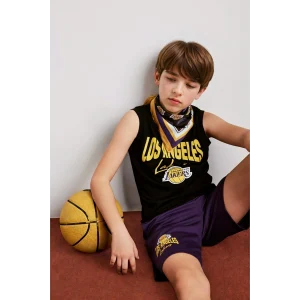 Defacto H2955A8BK81 Siyah NBA Los Angeles Lakers Bisiklet Yaka Atlet Erkek Çocuk