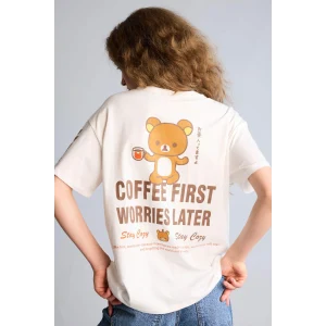 Defacto H0262AXWT32 Beyaz Rilakkuma Oversıze Sırt Baskılı Tişört