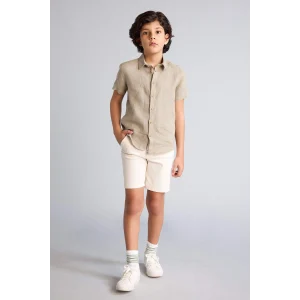 Defacto C2955A8ER37 Ekru Gabardin Şort Erkek Çocuk