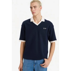 Defacto F8352AXNV64 Lacivert Dokulu Boxy Fit Polo Tişört