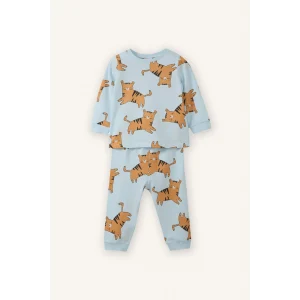 Defacto G8834A5TR152 Turkuaz %100 Pamuklu Kaplan Desenli 2li Pijama Takımı Erkek Bebek