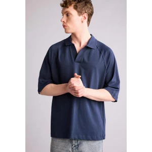 Defacto H2600AXNV256 Lacivert Loose Fıt Polo Yaka Kısa Kollu Polo Tişört