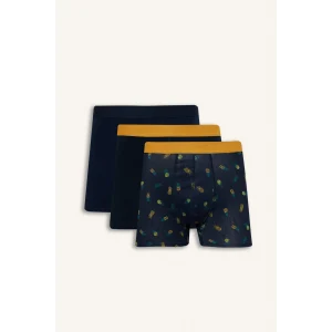 Defacto G8597AXNV135 Lacivert Regular Fıt Meyve Desenli 3lü Boxer Set