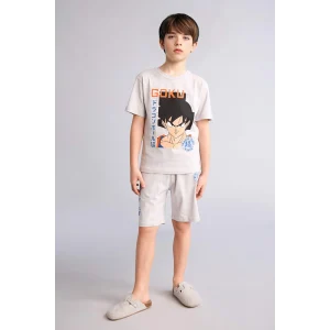 Defacto H4108A8GR184 Gri Dragon Ball Regular Fıt 2li Pijama Takımı Erkek Çocuk