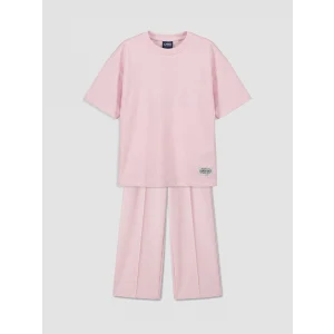 LCW Kids Pembe Kısa Kollu Kız Çocuk Soft Touch Takım