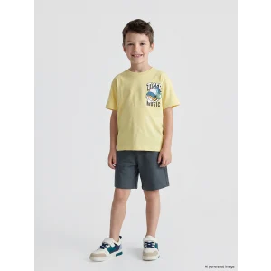 LCW Kids Sarı Baskılı Erkek Çocuk Şortlu Takım