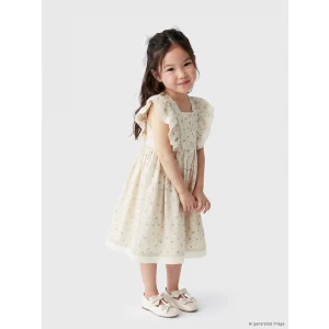 LCW Kids Bej Kız Çocuk Çiçekli Elbise