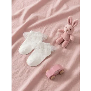 LCW baby Beyaz Fırfırlı Kız Bebek Patik Çorap 2li