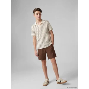 LCW Kids Kahverengi Çizgili Erkek Çocuk Şortlu Takım