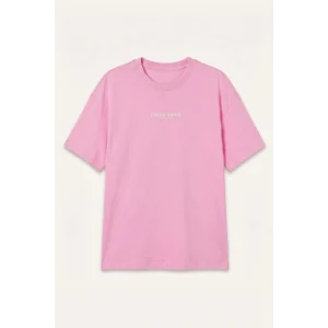 Defacto H6138A8PN666 Pembe Bisiklet Yaka Baskılı Kısa Kollu Pembe Tişört Kız Çocuk