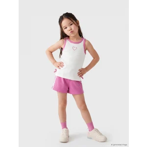 LCW Kids Beyaz Bisiklet Yaka Nakışlı Kız Çocuk Takım