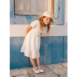 LCW Kids Beyaz Bebe Yaka Kız Çocuk Elbise