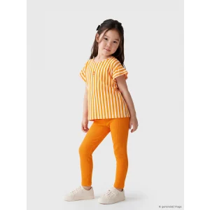 LCW Kids Turuncu Çizgili Kız Çocuk Takım