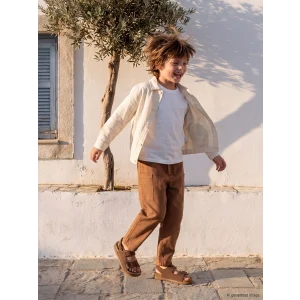 LCW Kids Kahverengi Beli Lastikli Keten Karışımlı Erkek Çocuk Pantolon
