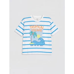 LCW Kids Beyaz Baskılı Erkek Çocuk Tişört