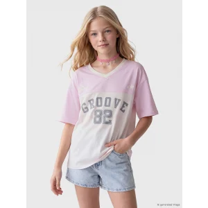 LCW Kids Lila Los Angeles Baskılı Kız Çocuk Tişört