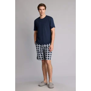 Defacto H5421AXNV135 Lacivert %100 Pamuk Hayvan Baskılı 2li Ecru Pijama Takımı Erkek Bebek