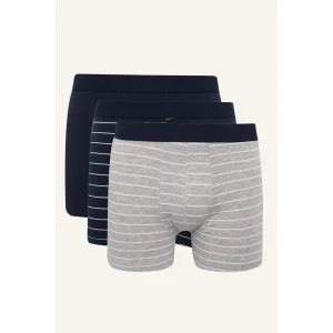 Defacto H4415AXNV135 Lacivert Regular Fıt Çizgili 3lü Boxer Set
