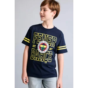 Defacto H7868A8IN42 İndigo Fenerbahçe New Regular Fıt Bisiklet Yaka Kısa Kollu Siyah Tişört Erkek Çocuk
