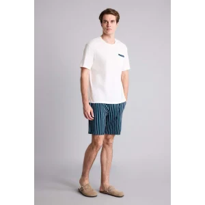 Defacto H5370AXWT34 Beyaz %100 Pamuk 2Li Baskılı Pijama Takım Şort Tişört Erkek Bebek