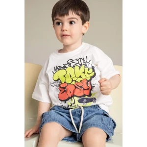 Defacto G9919A5ER98 Ekru %100 Pamuk Kaykay Baskılı Tişört Erkek Bebek