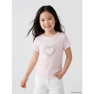 LCW Kids Lila Taşlı Kız Çocuk Fitilli Tişört