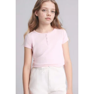 Defacto G1134A8PN343 Pembe Düğmeli Tişört Kız Çocuk