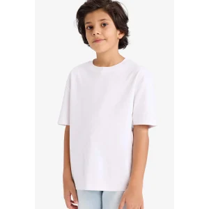 Defacto G6486A8WT34 Beyaz %100 Pamuk Oversize Kalın Kumaş Tişört Erkek Çocuk