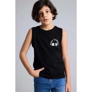 Defacto G9966A8BK81 Siyah %100 Pamuk Baskılı Atlet Erkek Çocuk