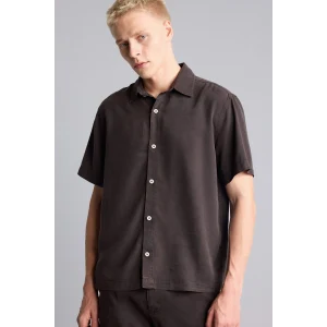 Defacto E2530AXBN339 Kahve Regular Fıt Tencel Kısa Kollu Gömlek