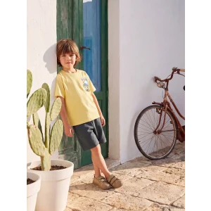 LCW Kids Sarı Baskılı Erkek Çocuk Şortlu Takım